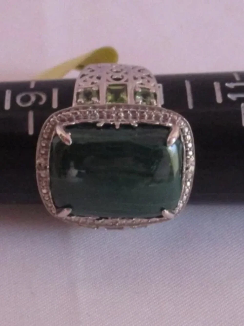 African Malachite Sterling Silver Ring Womens Statement Nickel Free Size 10